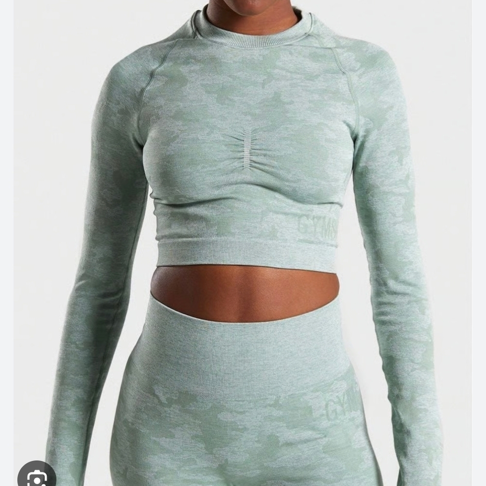 Gymshark Blue Adapt Camo Medium Set Top And Leggings